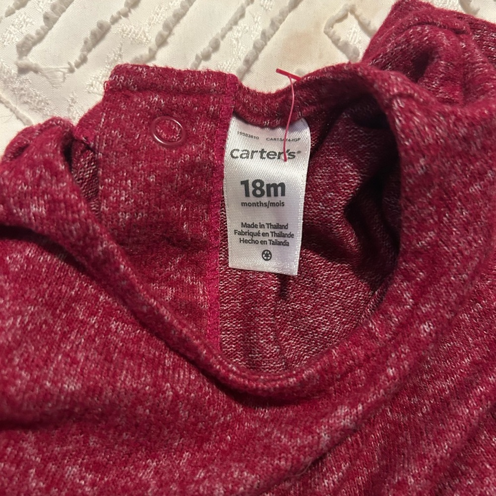 Carter's Maroon Long Sleeve Top with Bow - Picture 2 of 2